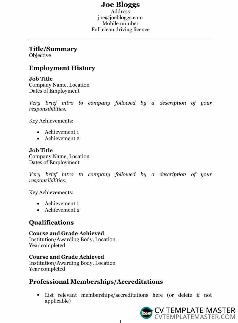 Simple Georgia CV template