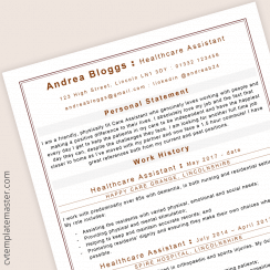 Health care assistant CV : ATS-friendly Microsoft Word template