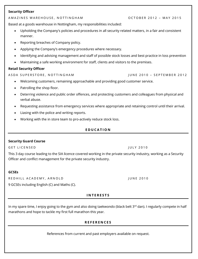 Security CV - page two