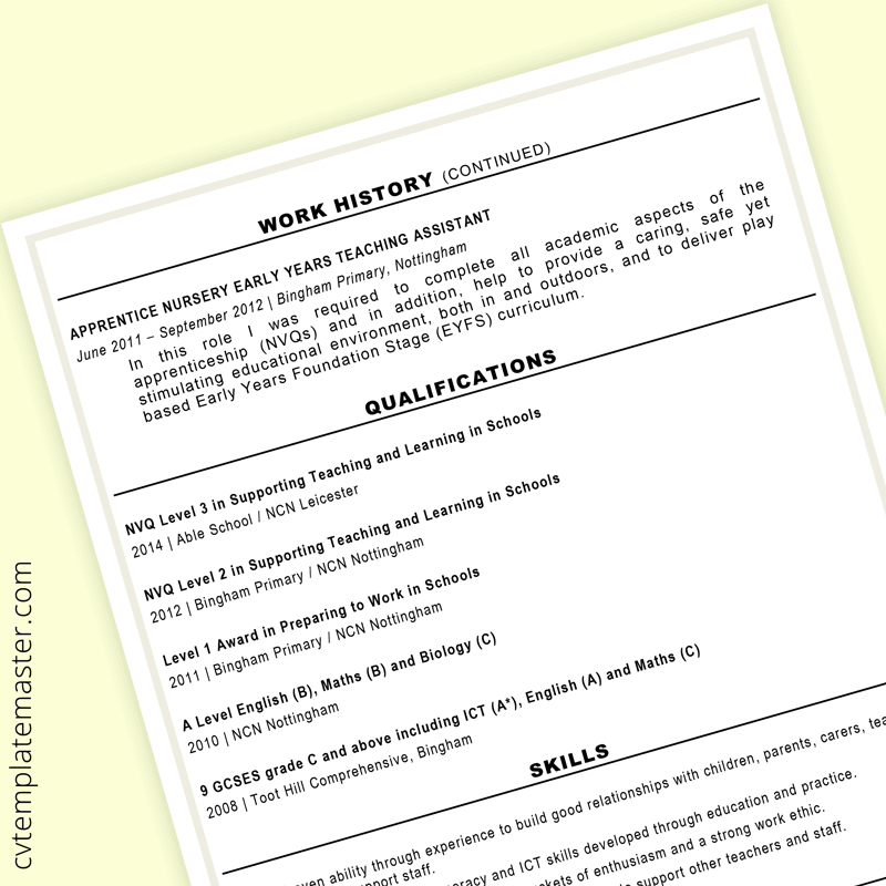 Teaching assistant CV - page 2