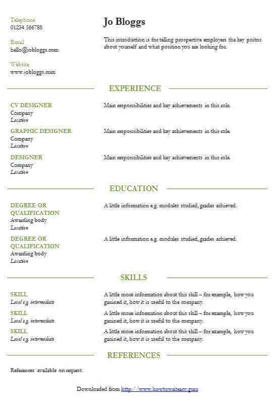 Smart green lines professional CV template