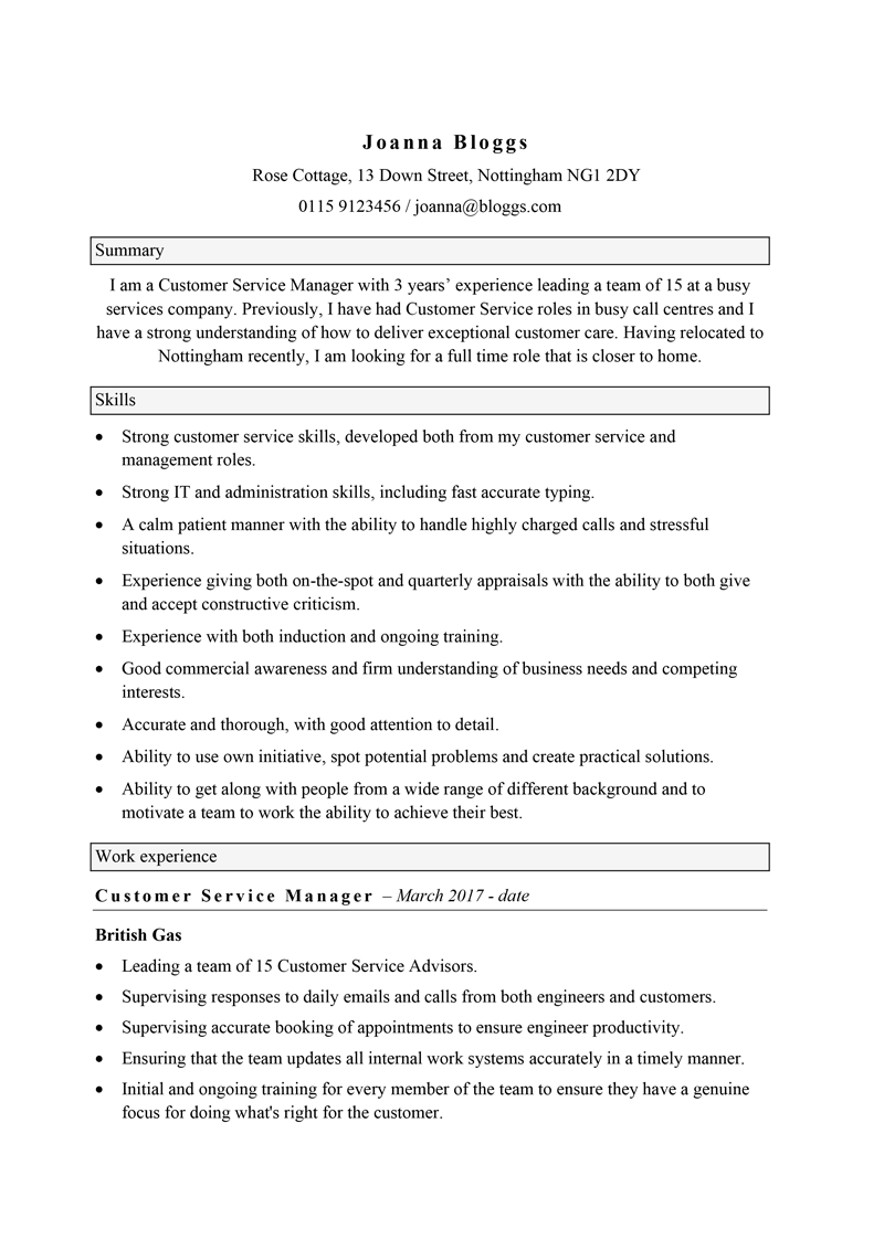 Functional CV - page 1