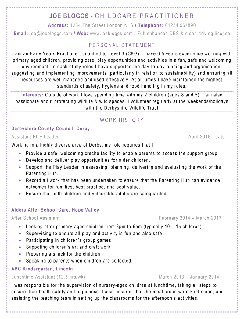 Example of a good CV - page 1