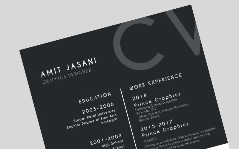 One page CV template or resume template