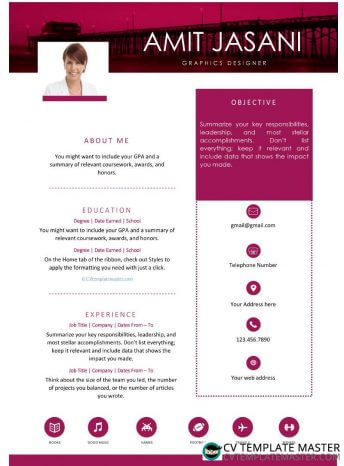 Free one-page Microsoft Word ‘City Style’ CV template