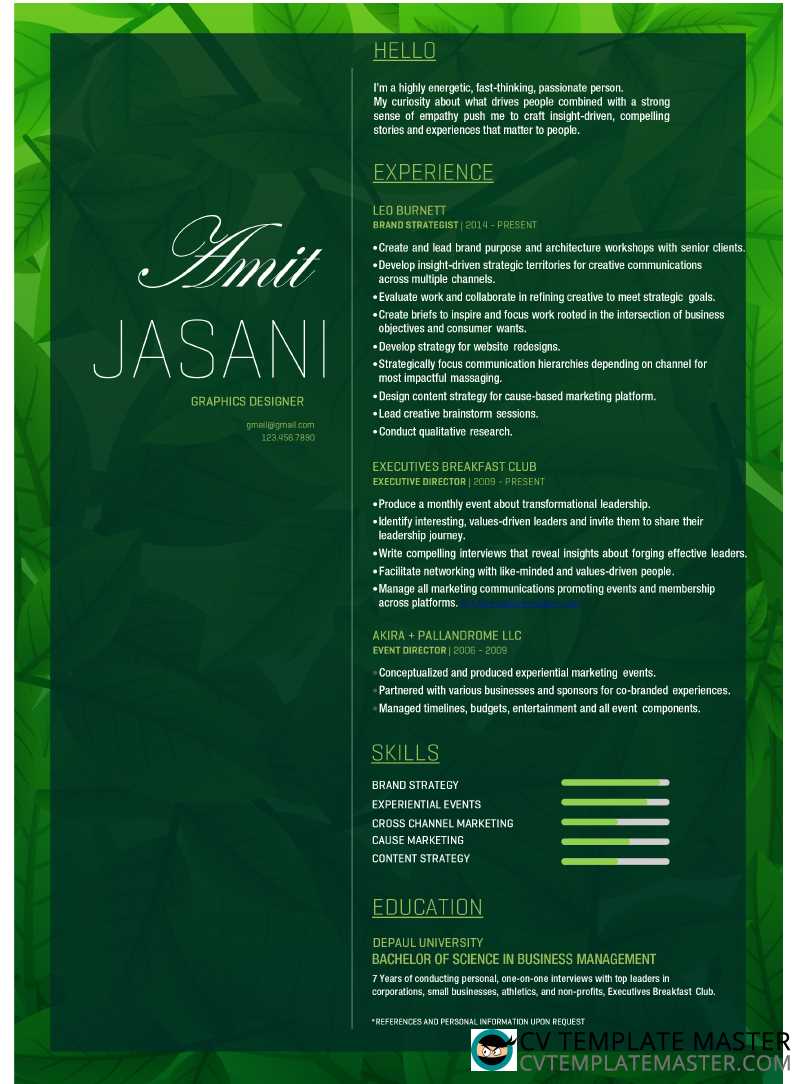 Lush foliage free CV template