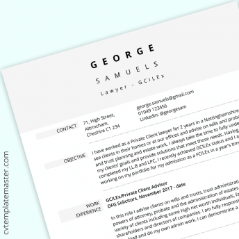 Law CV example: smart template in MS Word format