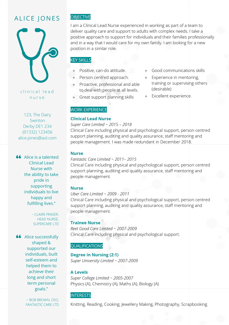 Medical CV template preview