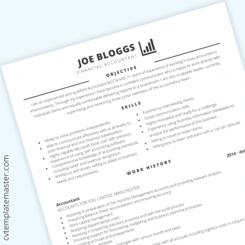 Accountant CV example: free accounts-themed CV template in Microsoft Word format