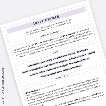 ATS compliant CV template : professional ‘Highlight’ design in MS Word