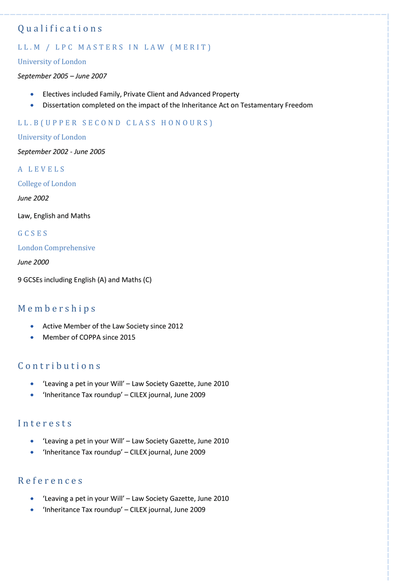 Law CV template - page 2