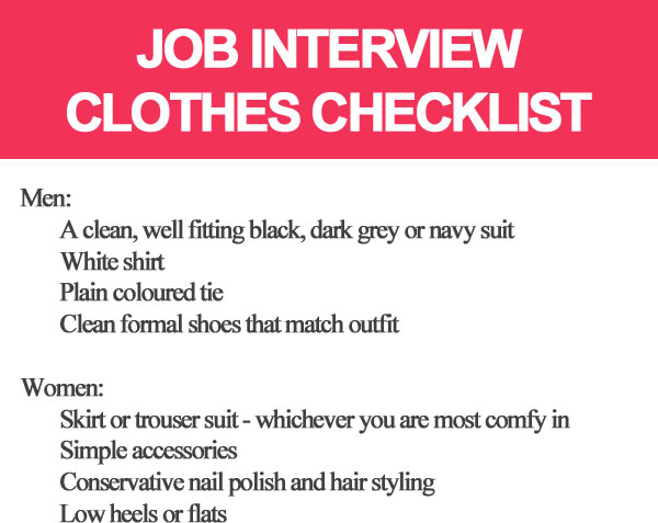 Job interview clothes checklist