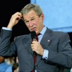 President Bush scratching his head