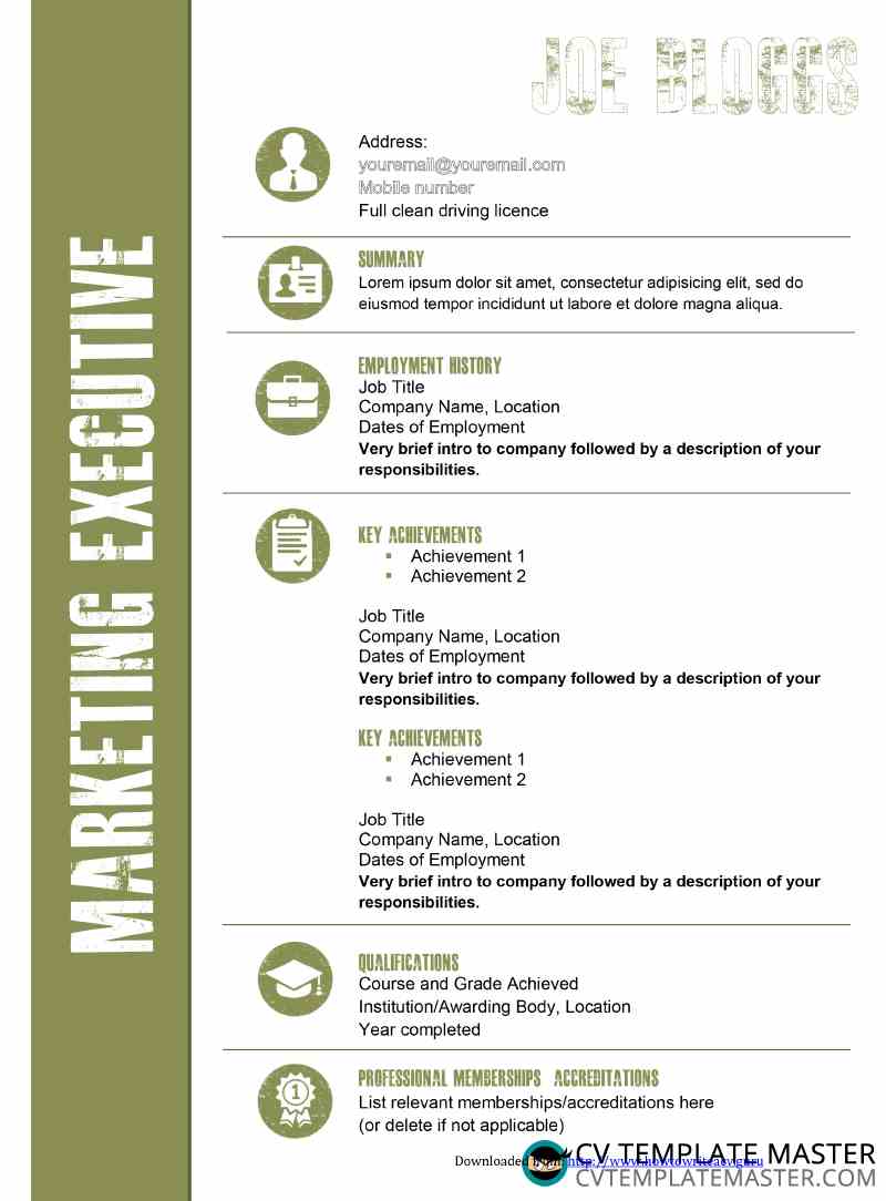 Cv Template Graphical In Sage Green Cv Template Master