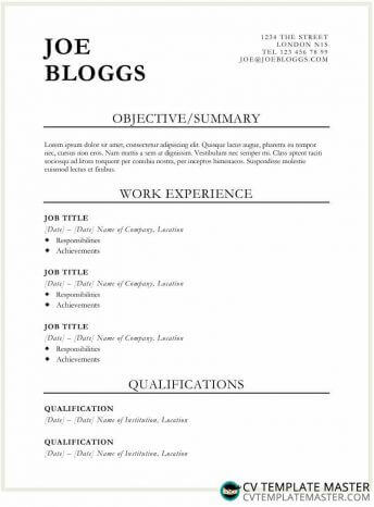 Bold black CV template