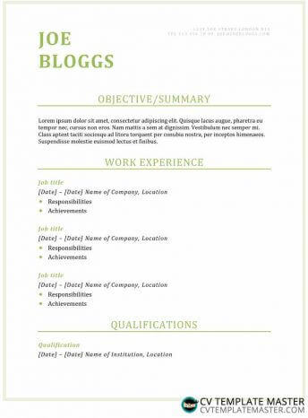 Classic green CV/résumé template
