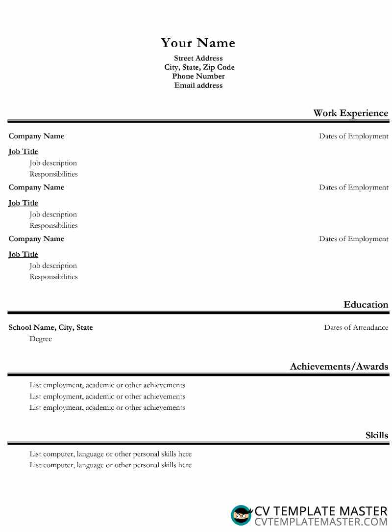 Alternative basic resume template