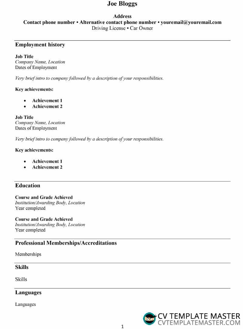 Neat and simple CV template