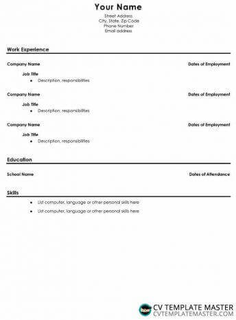 Free school leavers CV template