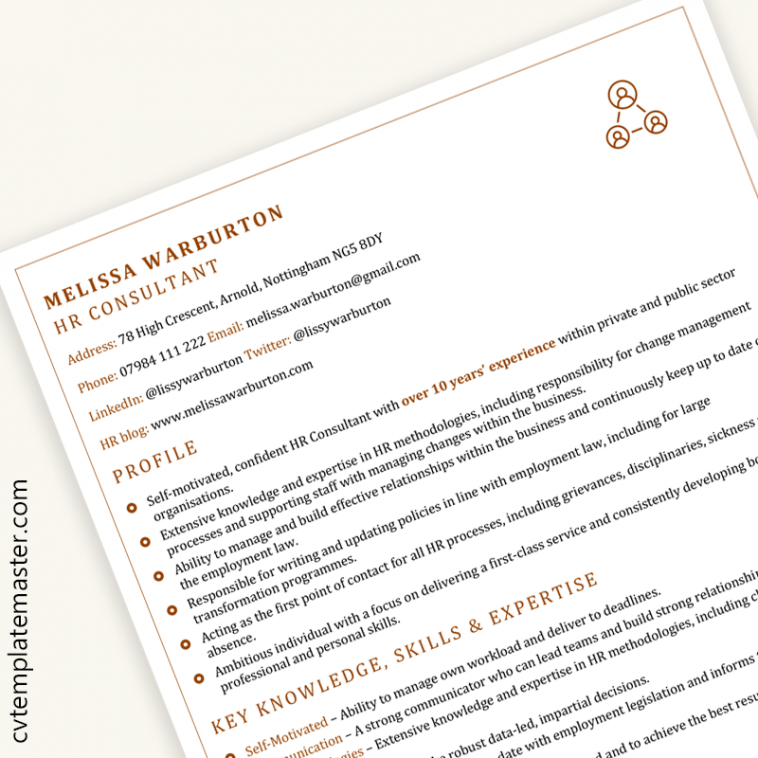 HR Consultant Cv template - preview