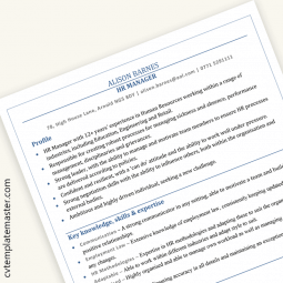 HR Manager CV template (with example info)