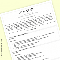 Receptionist CV template with example content (updated 2020)