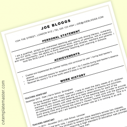 Teaching assistant CV : bold CV template (updated 2020)