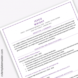 Example of a CV for a student in university (editable template)