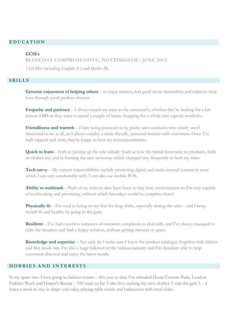 Retail assistant CV template in Word - page 2