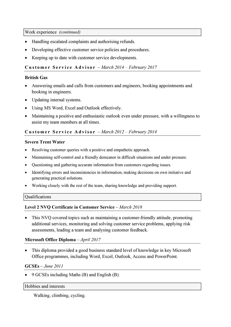 Functional CV - page 2