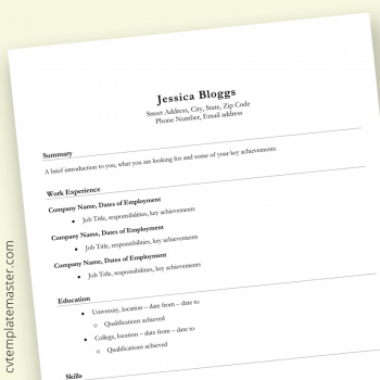 Basic CV template UK layout