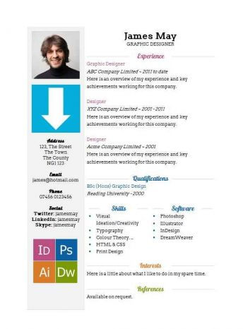 Free arrows CV template in MS Word