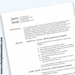 Secretary CV Sample : Word CV template (free download)