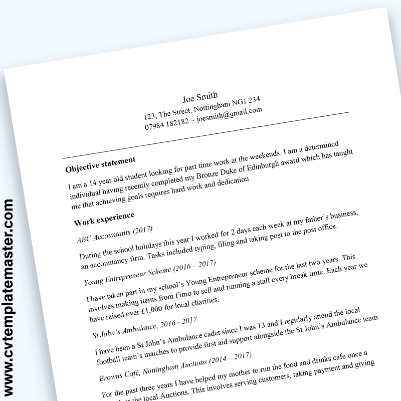 First Time Resume Template from www.cvtemplatemaster.com