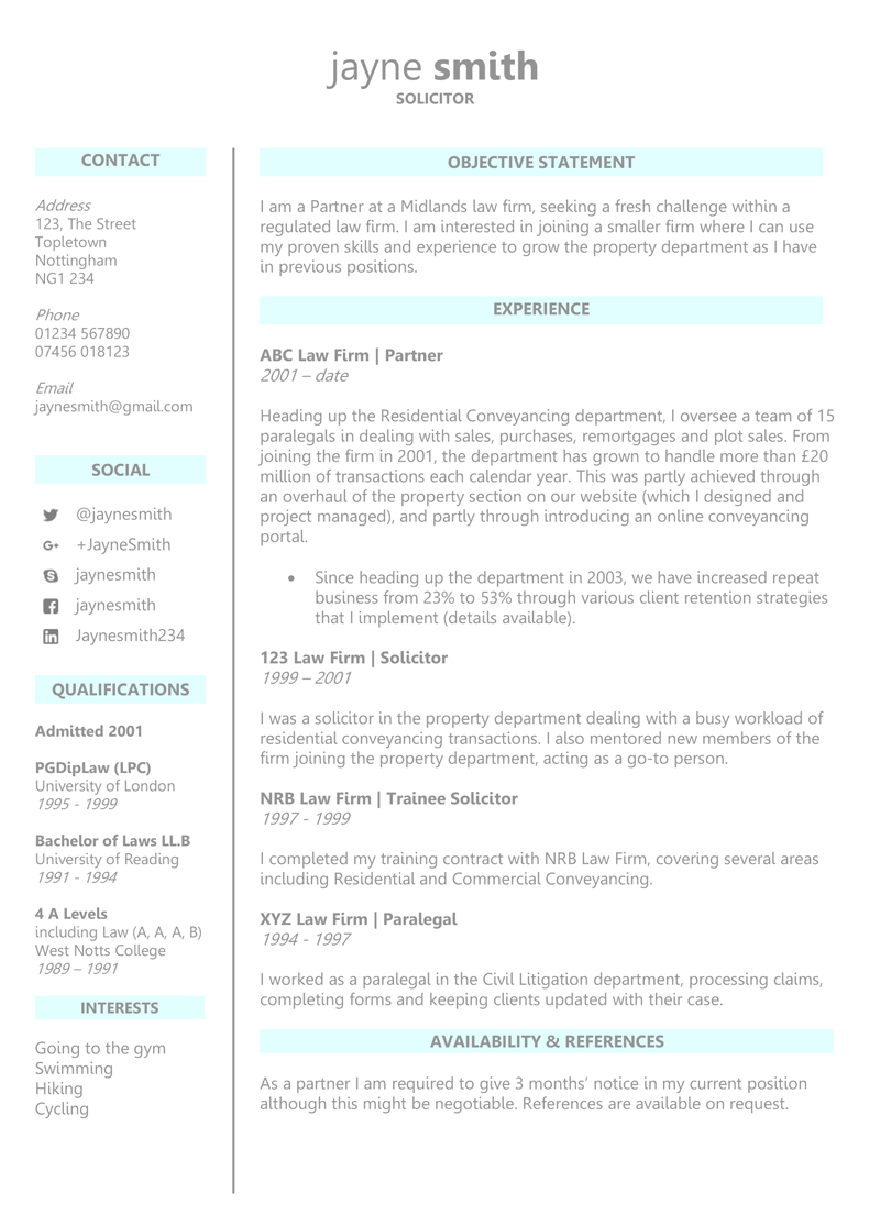 Legal CV template