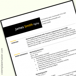 Marketing CV example: free template download in Microsoft Word