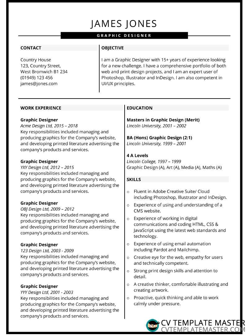 Slick headers CV template