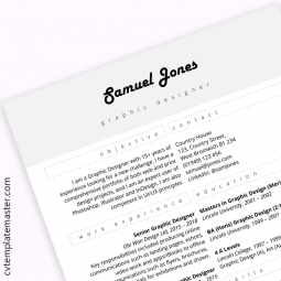 Graphic design CV : ‘Centred focus’ free template in MS Word