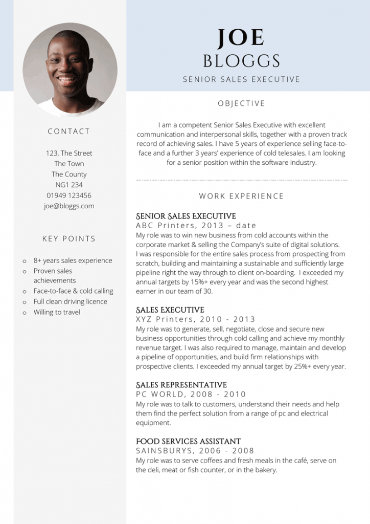 Sales executive CV 'Certified' Free CV template in MS Word