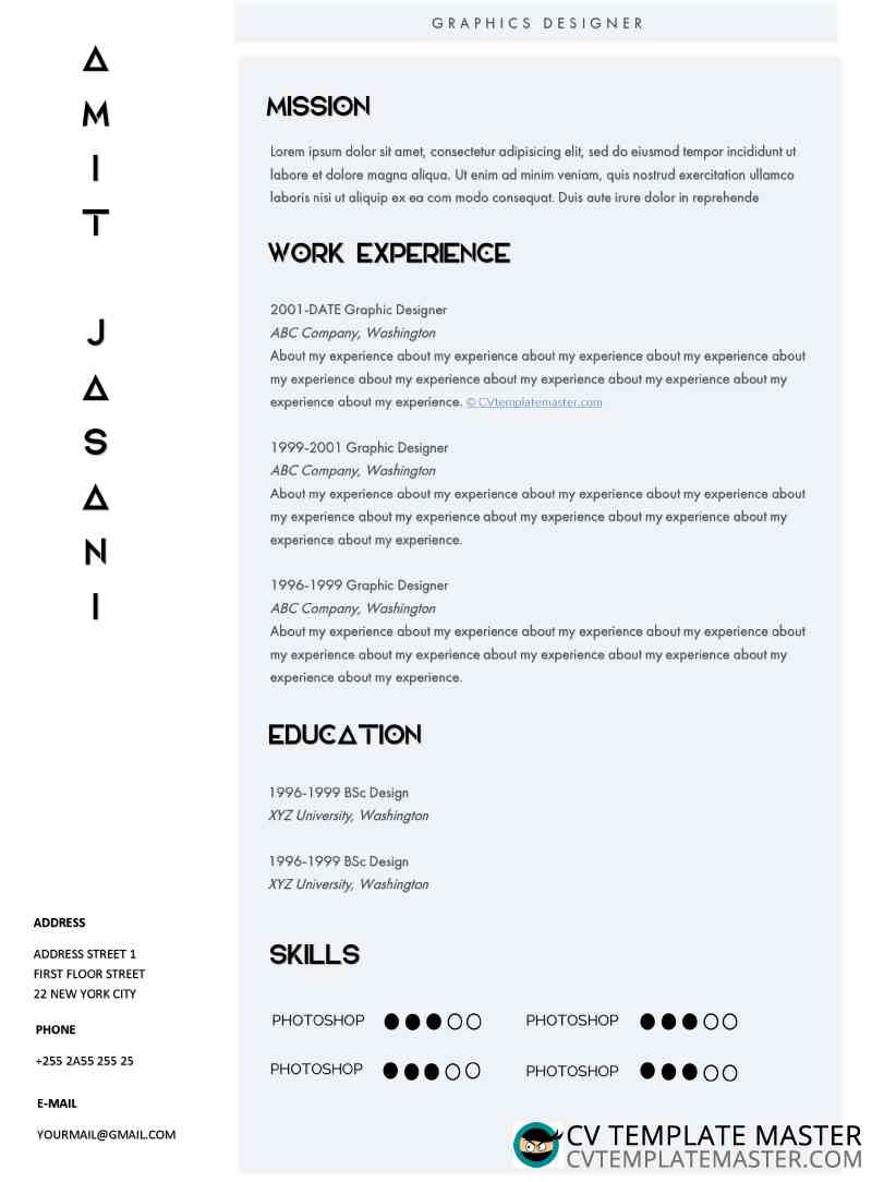 Elite CV template - alternative version free to download