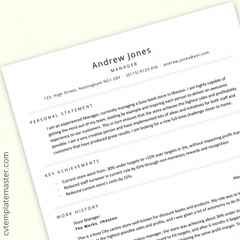 Manager CV: free two-page professional CV template in MS Word format