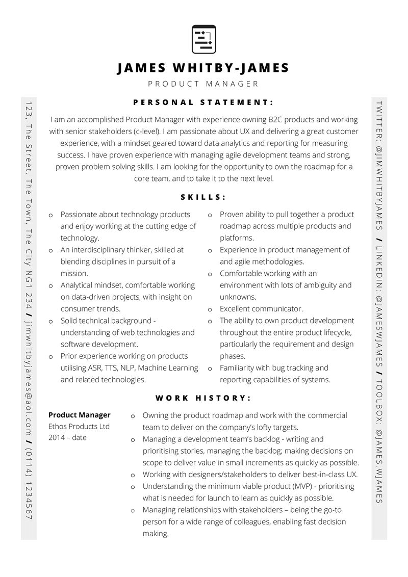 Product Manager CV template