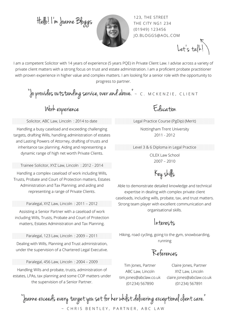 Solicitor CV template