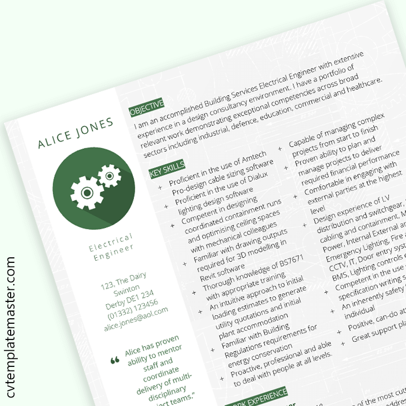 Engineering CV template - preview