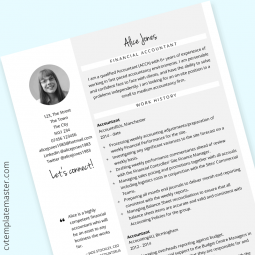 Finance CV template (accounts and finance example content) : free, Word format