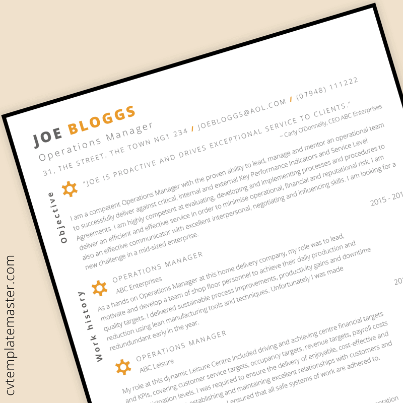Operations Manager CV template