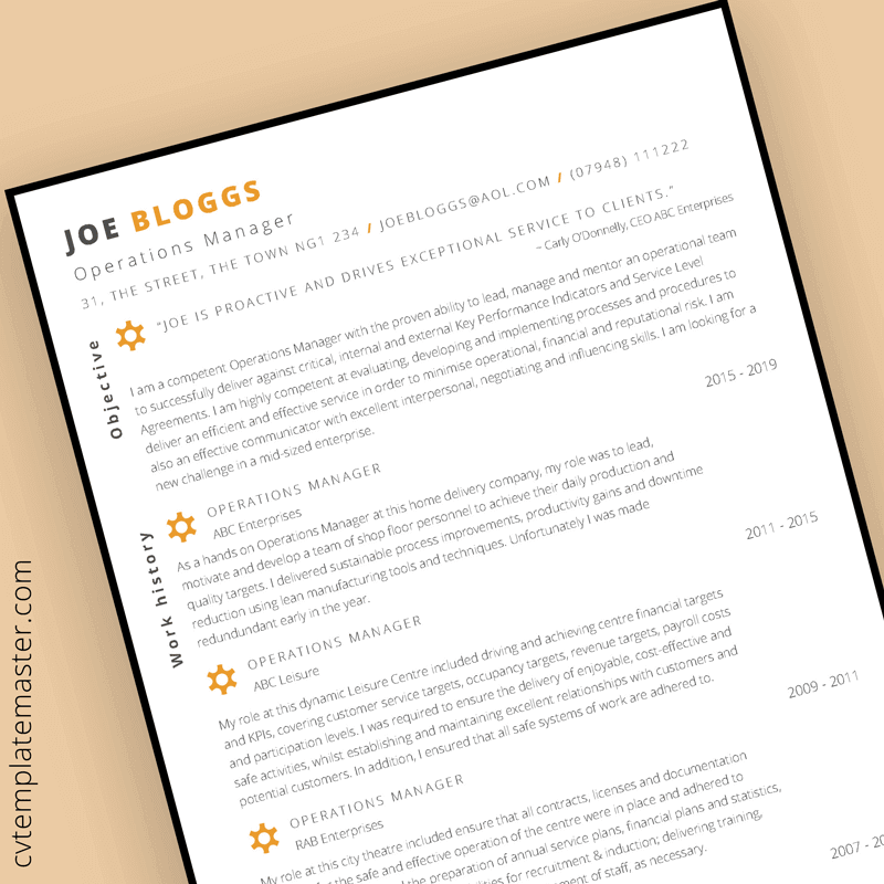 Free Operations Manager CV template