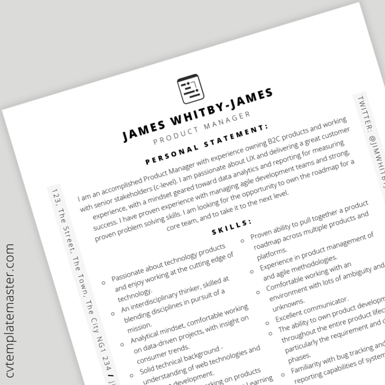 Product manager CV template