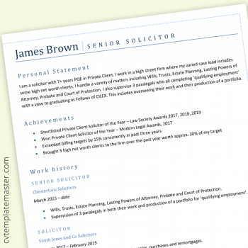 Law CV example: Microsoft Word template (downloadable)