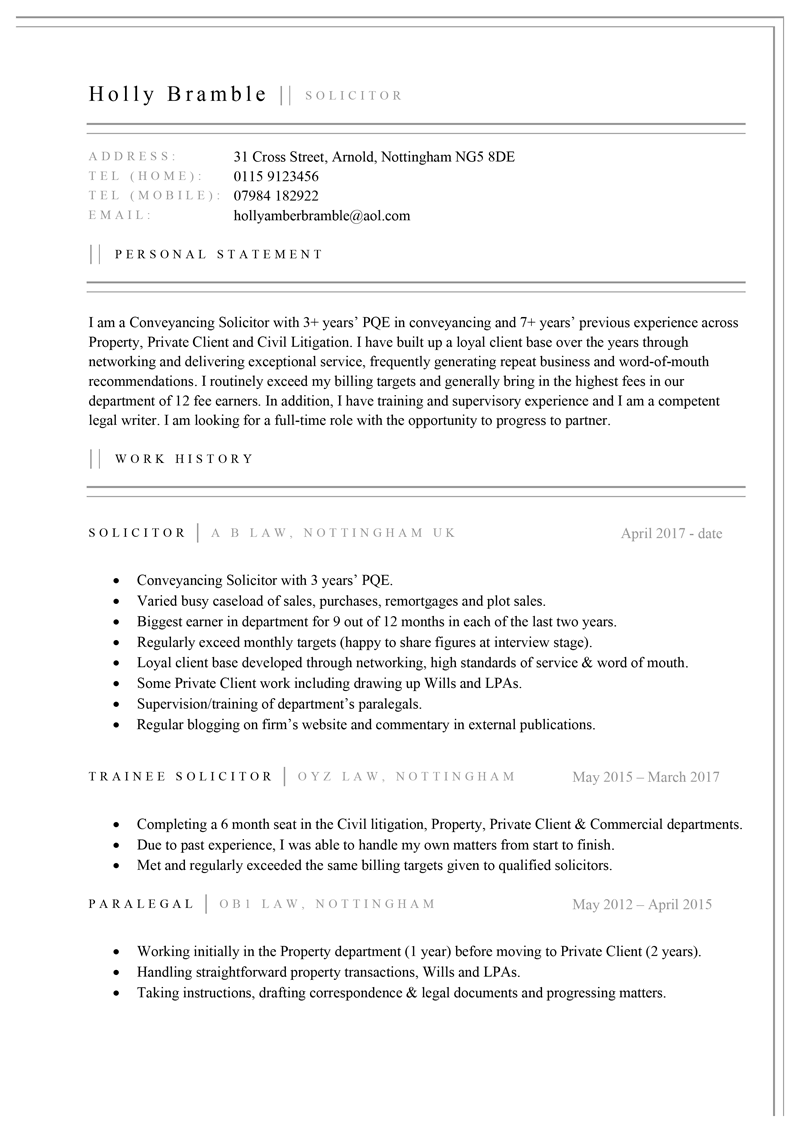 Lawyer CV template - page 1